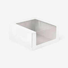 Коробка для торта с большим окном белая 22х22х11 см ForG SHELF I W W 225*225*110 A