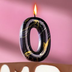 Свеча декоративная Цифра "0" Чёрный мрамор 6990854