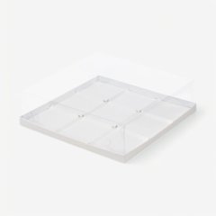 Коробка на 9 пирожных с прозрачной крышкой белая 30х30х8 см  070580
