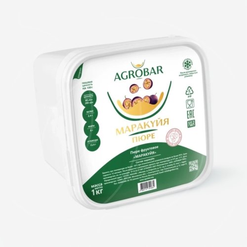 Пюре замороженное без сахара AGROBAR Маракуйя 1 кг 
