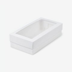 Коробка для макарон с окном и ложементом белая 21х11х5,5 см 080211+080200